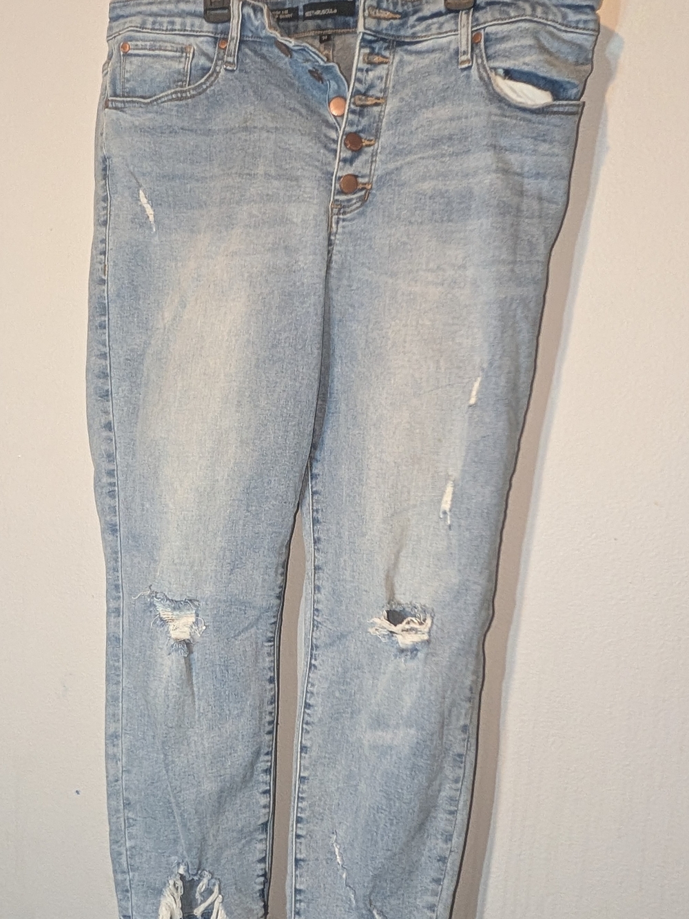 See Thru Soul Light Blue Distressed Skinny Jeans